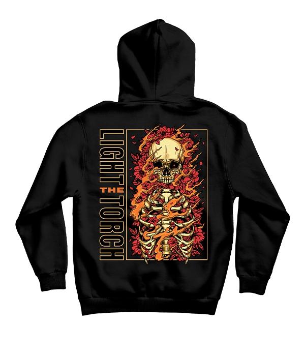 Light The Torch Flames Pullover Hooded Sweatshirt